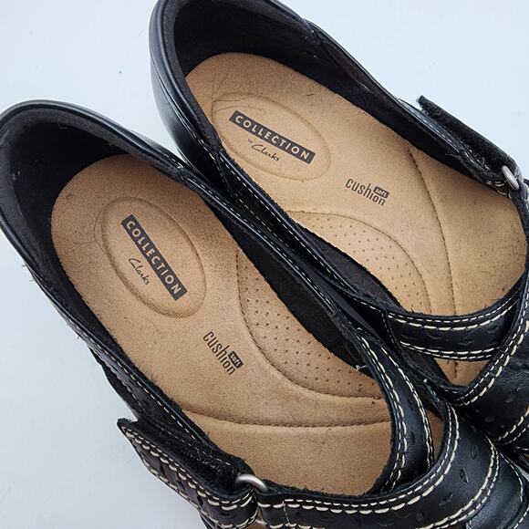 Clarks Bendables Ashland Spin Q Shoes Size 11 Black Leather Comfort Closed Toe - Picture 7 of 13
